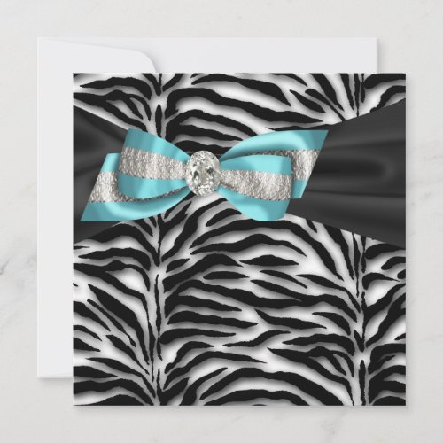 Teal Blue Zebra All Occasion Party Invitation