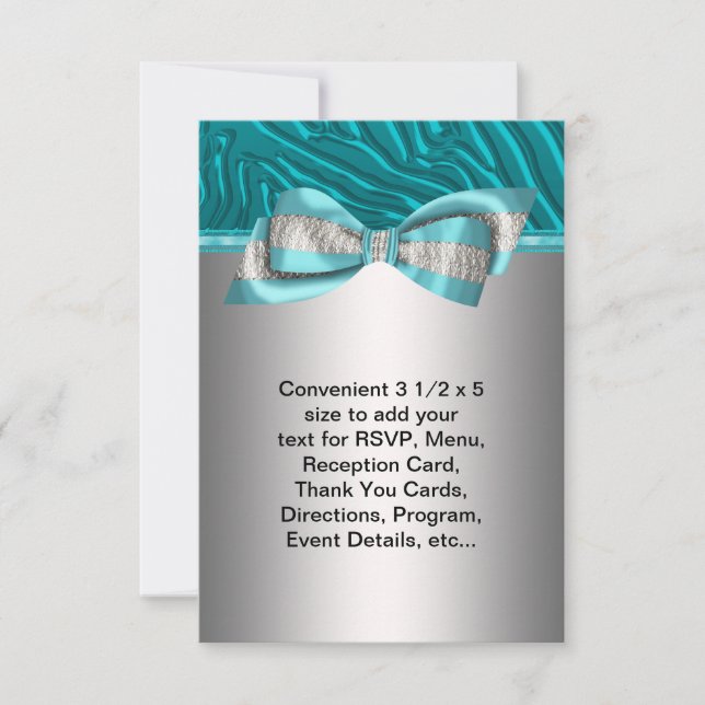 Teal Blue Zebra Bat Mitzvah RSVP Card (Front)