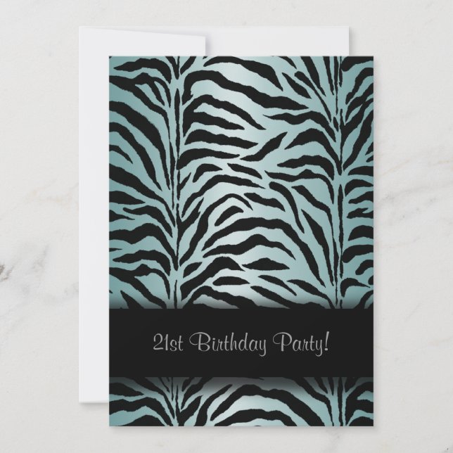 Teal Blue Zebra Birthday Party Invitation (Front)