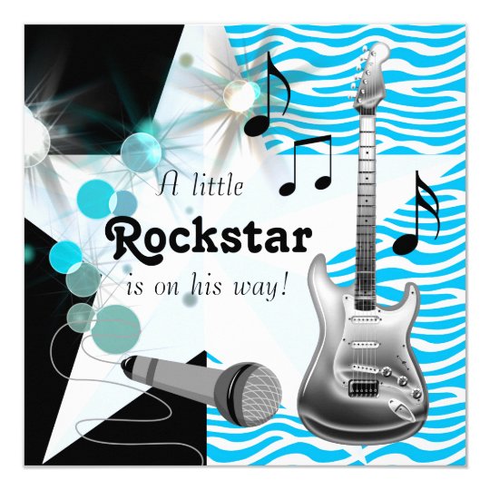 teal blue zebra rock star baby boy shower invitation star chart definition