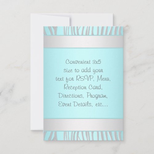 Teal Blue Zebra RSVP All Purpose Custom Invitations