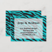 Teal Blue Zebra Stripes Wild Animal Prints Novelty Business Card (Front/Back)