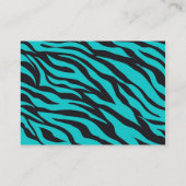 Teal Blue Zebra Stripes Wild Animal Prints Novelty Business Card (Back)