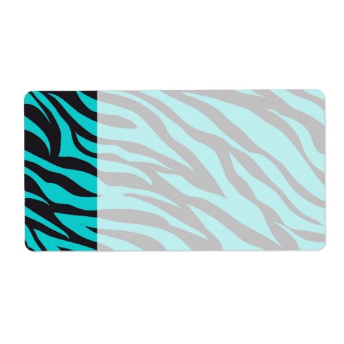 Teal Blue Zebra Stripes Wild Animal Prints Novelty Label