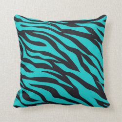 Teal Blue Zebra Stripes Wild Animal Prints Pillow