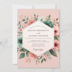 Teal Blush Aquarelle Wedding Invitation