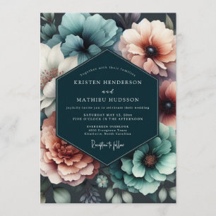 Teal Blush Chiaroscuro Wedding Invitation