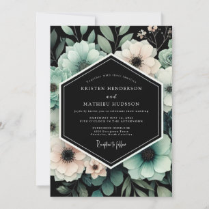 Teal & Blush Moody Floral Wedding Invitation