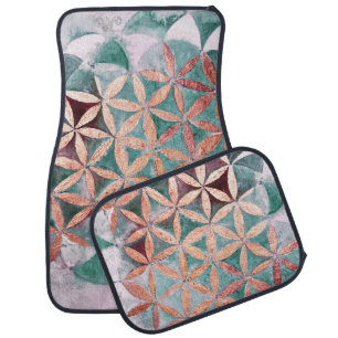 Teal Blush Pink Pastel Abstract Watercolor Pattern Car Floor Mat
