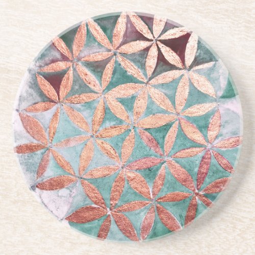 Teal Blush Pink Pastel Abstract Watercolor Pattern Coaster