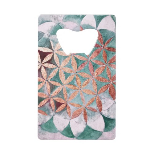 Teal Blush Pink Pastel Abstract Watercolor Pattern Credit Card Bottle Opener