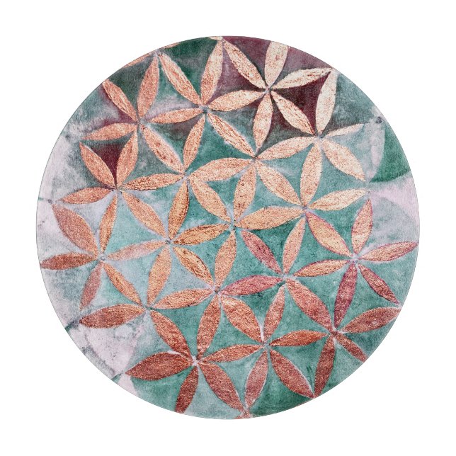 Teal Blush Pink Pastel Abstract Watercolor Pattern Cutting Board (Front)