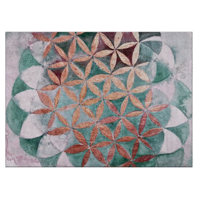 Teal Blush Pink Pastel Abstract Watercolor Pattern Cutting Board (Front)