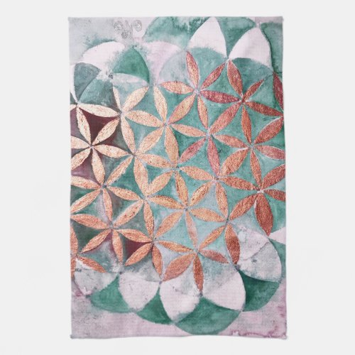 Teal Blush Pink Pastel Abstract Watercolor Pattern Kitchen Towel