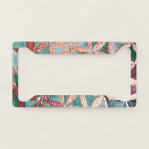 Teal Blush Pink Pastel Abstract Watercolor Pattern License Plate Frame