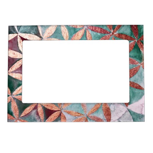 Teal Blush Pink Pastel Abstract Watercolor Pattern Magnetic Frame