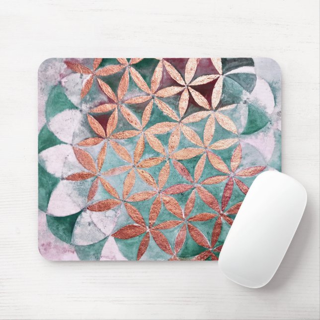 Teal Blush Pink Pastel Abstract Watercolor Pattern Mouse Pad (With Mouse)