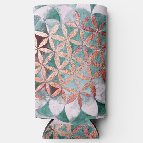 Teal Blush Pink Pastel Abstract Watercolor Pattern Seltzer Can Cooler