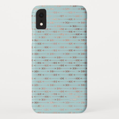 Teal Blush Pink Rose Gold Tribal Boho Arrow iPhone XR Case