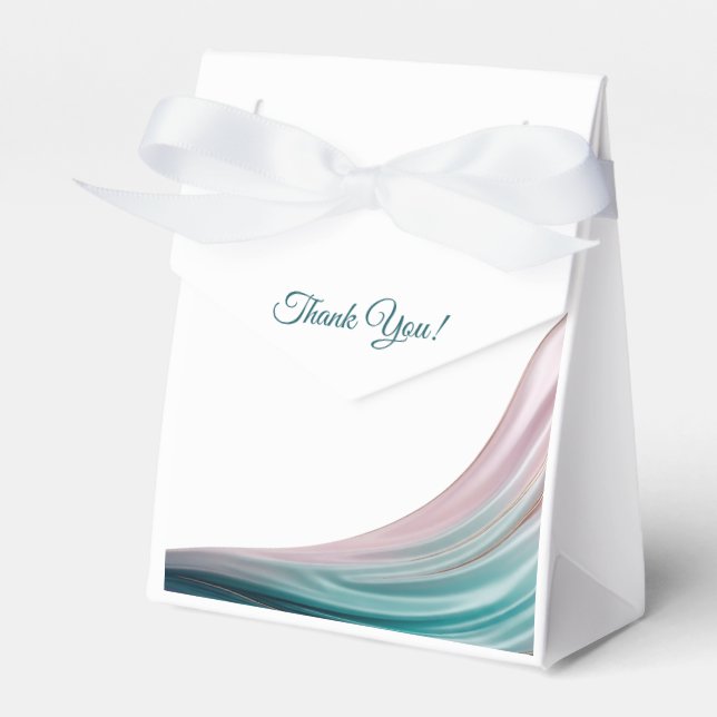 Teal & Blush Silk Favor Boxes (Front Side)
