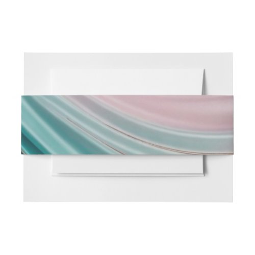Teal & Blush Silk Wedding Invitation Belly Bands Band