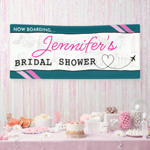 Teal Boarding Pass Bridal Shower Banner