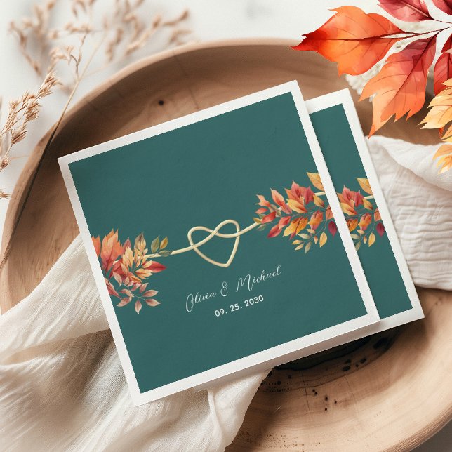 Teal Boho Fall Wedding Napkins (Creator Uploaded)