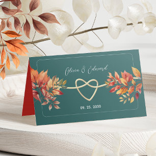 Teal Boho Fall Wedding Place Card