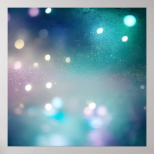 Teal Bokeh Background Poster (Front)