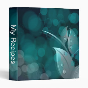 Teal Bokeh Leaves 3 Ring Binder
