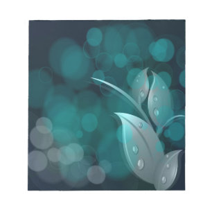 Teal Bokeh Leaves Notepad