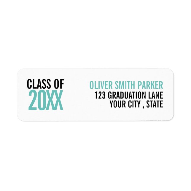  Teal bold graduation custom YEAR Label (Front)