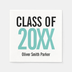 Teal Bold  Modern Graduation CLASS OF Napkins