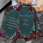 Teal Bordeaux Jewel Tones Wedding Gift Tags<br><div class="desc">A teal blue jewel tone wedding favor gift tag featuring a symphony of deep bordeaux raspberry red peonies embellished with gold spray and shimmering gold outlines gather around a deep teal blue watercolor wash background with your names in a gold rustic script.</div>