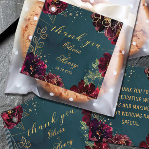 Teal Bordeaux Jewel Tones Wedding Thank You Favor Tags