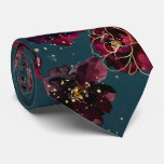 Teal Bordeaux Sapphire Jewel Tone Gold Wedding Neck Tie