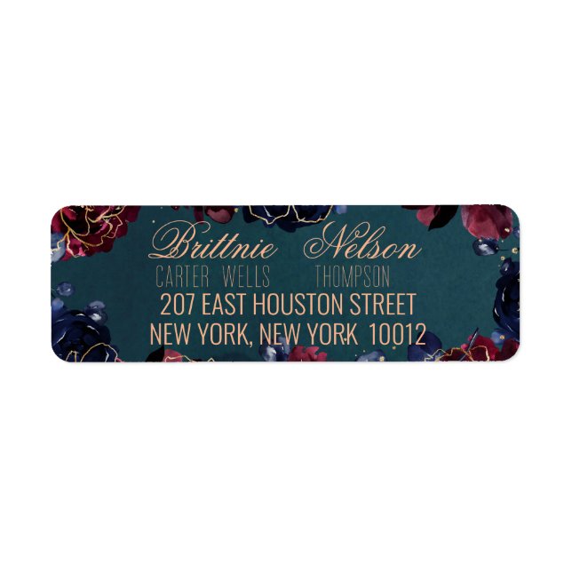 Teal Bordeaux Sapphire Jewel Tone Rose Return  Label (Front)