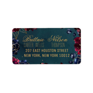 Teal Bordeaux Sapphire Jewel Tone RSVP Card Label