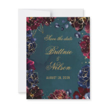 Teal Bordeaux Sapphire Jewel Tones Save The Date