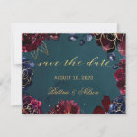 Teal Bordeaux Sapphire Jewel Tones Save The Date Invitation