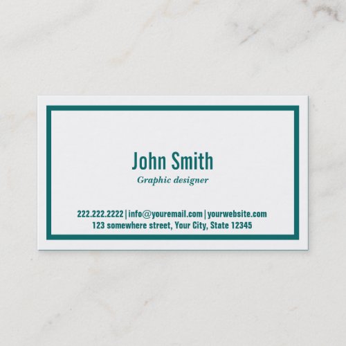 Teal Border Graphic Design Business Card