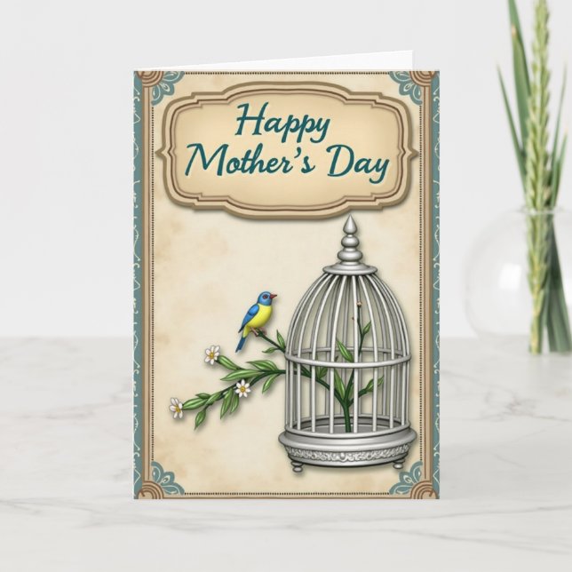 Teal Border Mothers Day Card (Front)