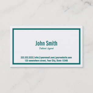 Teal Border Talent Agent Business Card
