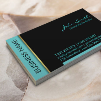 Teal Border Transportation Broker Business Card by cardfactory at Zazzle