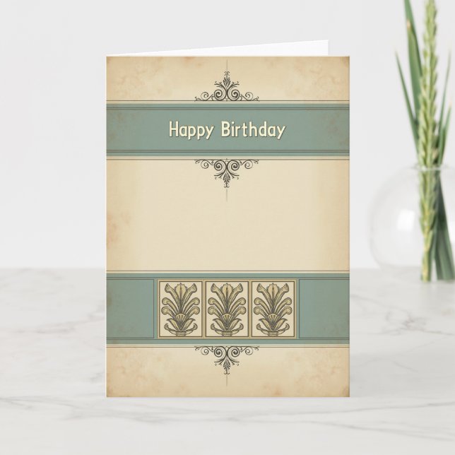 Teal Botanical Birthday Card (Front)