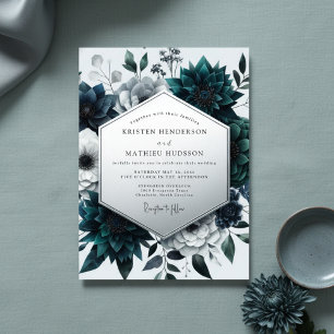 Teal Botanical Enchantment Wedding Invitation