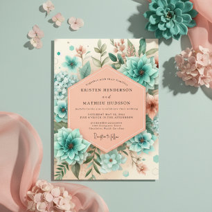Teal Botanical Enchantment Wedding Invitation