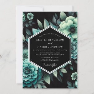 Teal Botanical Moody Wedding Invitation