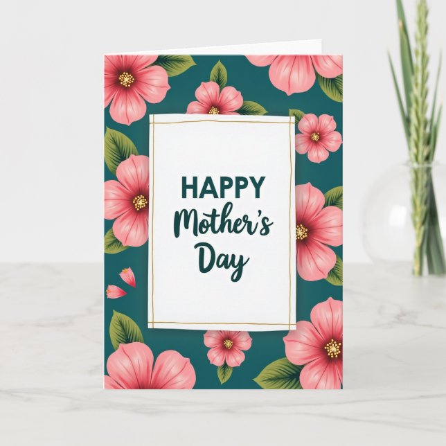 Teal Botanical Mothers Day Card (Front)