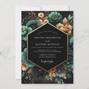 Teal Botanical Opulent Wedding Invitation